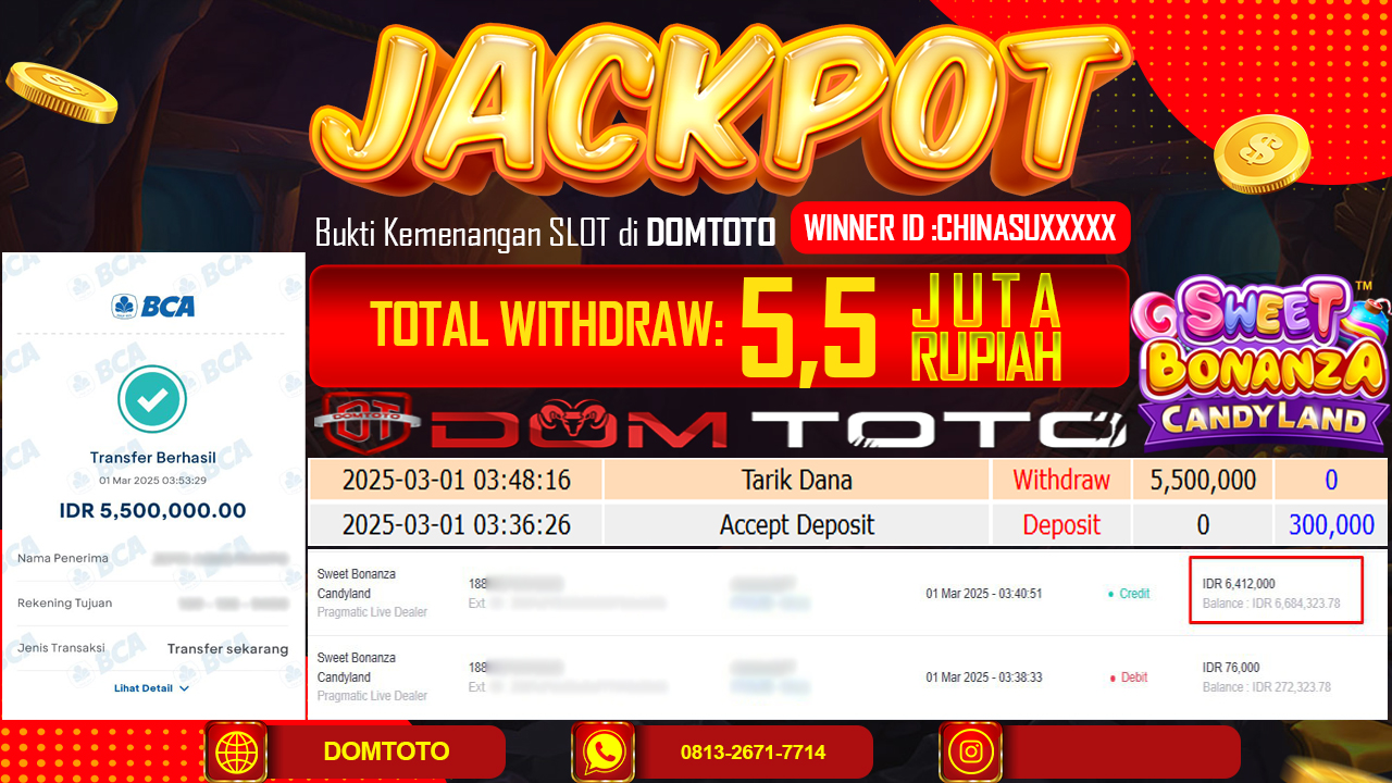 JACKPOT SLOT SWEET BONANZA CANDYLAND 1 MARET 2025